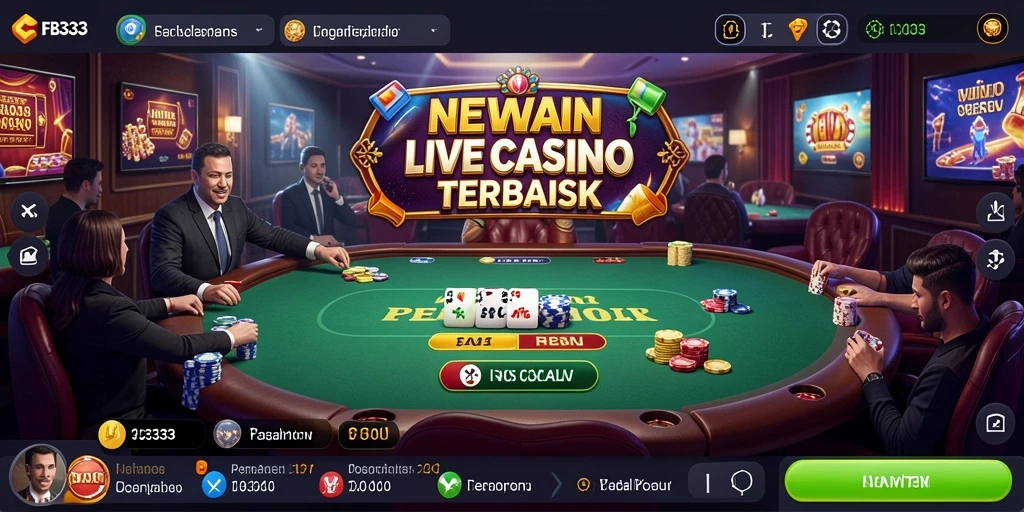 Screenshot gameplay FB333 menampilkan dealer langsung dan suasana kasino yang mendebarkan.