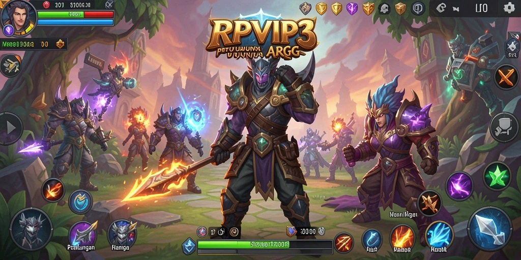 Tampilan gameplay RPVIP3 dengan aksi seru dan karakter yang beragam.